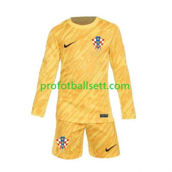 Fotballdrakt Kroatia Keeper Barn Hjemmekit Euro 2024 Gul Langermet