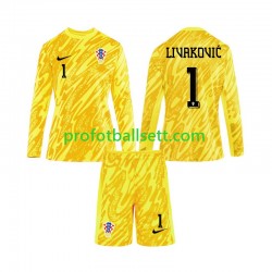 Fotballdrakt Kroatia Keeper DOMINIK LIVAKOVIC 1 Barn Hjemmekit Euro 2024 Langermet