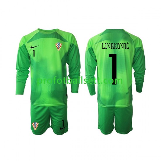 Fotballdrakt Kroatia Keeper Livakovic 1 Barn Bortekit VM 2022 Langermet