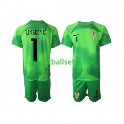 Fotballdrakt Kroatia Keeper Livakovic 1 Barn Bortekit VM 2022 Kortermet