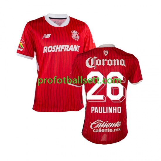 Fotballdrakt Deportivo Toluca Paulinho 26 Herre Hjemmekit 2024-2025 Kortermet