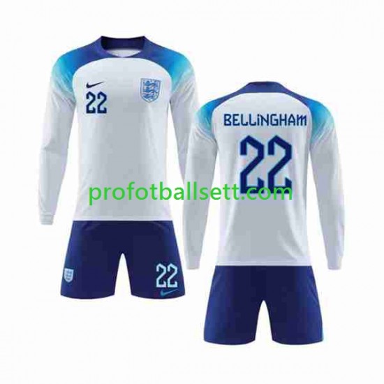 Fotballdrakt England Bellingham 22 Barn Hjemmekit VM 2022 Langermet