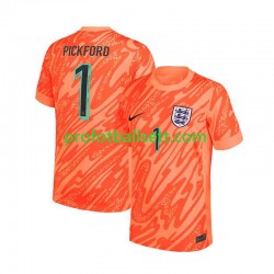 Fotballdrakt England Keeper Pickford 1 Herre Hjemmekit Euro 2024 Oransje Kortermet