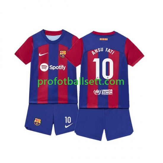 Fotballdrakt FC Barcelona Ansu Fati 10 Barn Hjemmekit 2023-2024 Kortermet