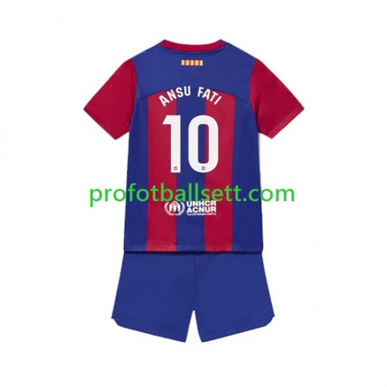 Fotballdrakt FC Barcelona Ansu Fati 10 Barn Hjemmekit 2023-2024 Kortermet