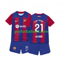Fotballdrakt FC Barcelona Frenkie de Jong 21 Barn Hjemmekit 2023-2024 Kortermet
