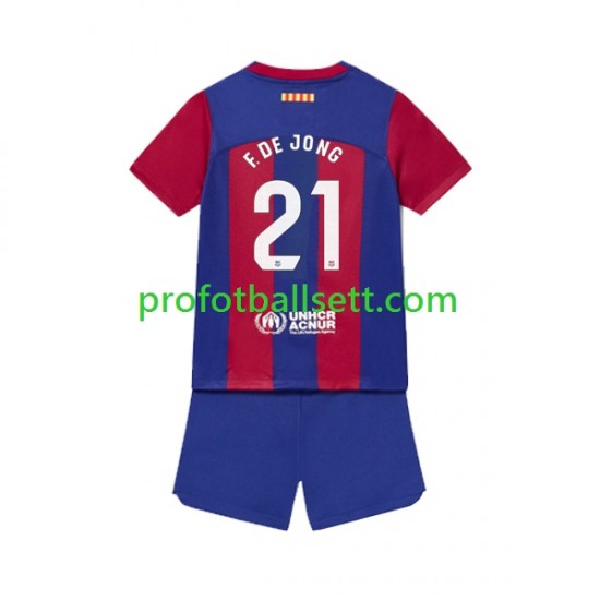 Fotballdrakt FC Barcelona Frenkie de Jong 21 Barn Hjemmekit 2023-2024 Kortermet