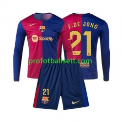 Fotballdrakt FC Barcelona Frenkie de Jong 21 Barn Hjemmekit 2024-2025 Langermet
