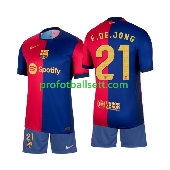 Fotballdrakt FC Barcelona Frenkie de Jong 21 Barn Hjemmekit 2024-2025 Kortermet