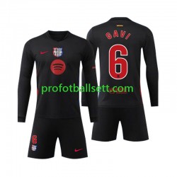 Fotballdrakt FC Barcelona Gavi 6 Barn Bortekit 2024-2025 Langermet