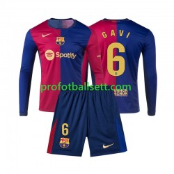 Fotballdrakt FC Barcelona Gavi 6 Barn Hjemmekit 2024-2025 Langermet