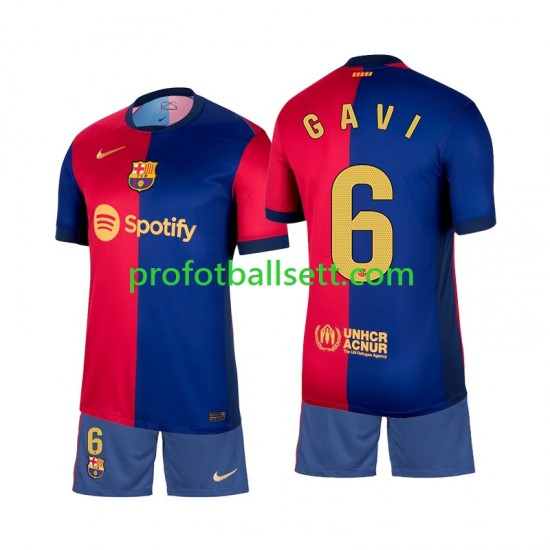 Fotballdrakt FC Barcelona Gavi 6 Barn Hjemmekit 2024-2025 Kortermet