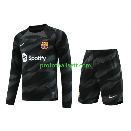 Fotballdrakt FC Barcelona Keeper Barn Bortekit 2023-2024 Langermet