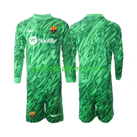 Fotballdrakt FC Barcelona Keeper Barn Hjemmekit 2024-2025 Grønn Langermet