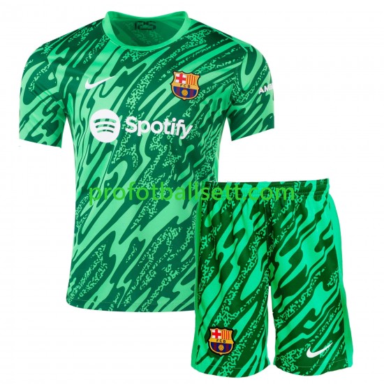 Fotballdrakt FC Barcelona Keeper Barn Hjemmekit 2024-2025 Grønn Kortermet
