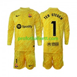 Fotballdrakt FC Barcelona Keeper Ter Stegen 1 Barn Bortekit 2024-2025 Langermet