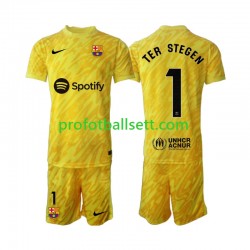 Fotballdrakt FC Barcelona Keeper Ter Stegen 1 Barn Bortekit 2024-2025 Kortermet