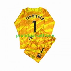 Fotballdrakt FC Barcelona Keeper Ter Stegen 1 Barn Fjerdekit 2023-2024 Langermet