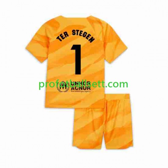 Fotballdrakt FC Barcelona Keeper Ter Stegen 1 Barn Fjerdekit 2023-2024 Kortermet