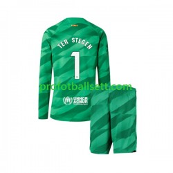 Fotballdrakt FC Barcelona Keeper Ter Stegen 1 Barn Hjemmekit 2023-2024 Langermet