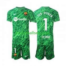 Fotballdrakt FC Barcelona Keeper Ter Stegen 1 Barn Hjemmekit 2024-2025 Grønn Kortermet