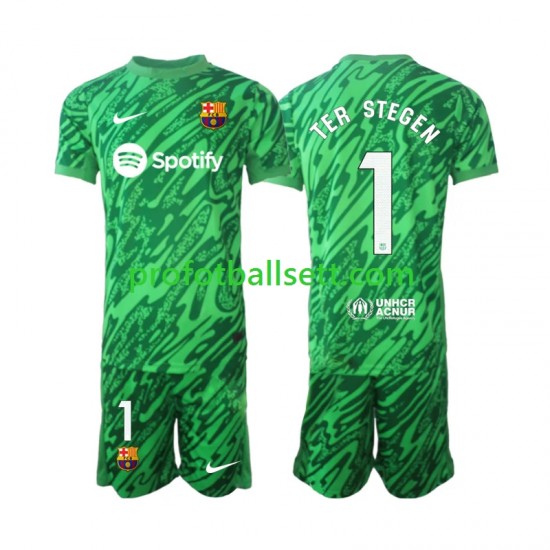 Fotballdrakt FC Barcelona Keeper Ter Stegen 1 Barn Hjemmekit 2024-2025 Grønn Kortermet