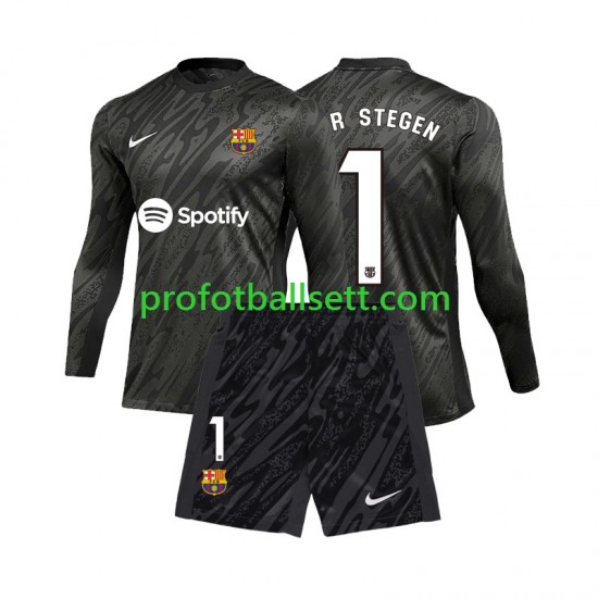 Fotballdrakt FC Barcelona Keeper Ter Stegen 1 Barn Tredjekit 2024-2025 Langermet