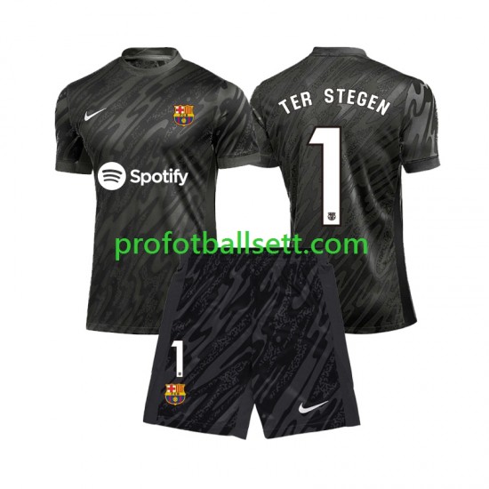 Fotballdrakt FC Barcelona Keeper Ter Stegen 1 Barn Tredjekit 2024-2025 Kortermet