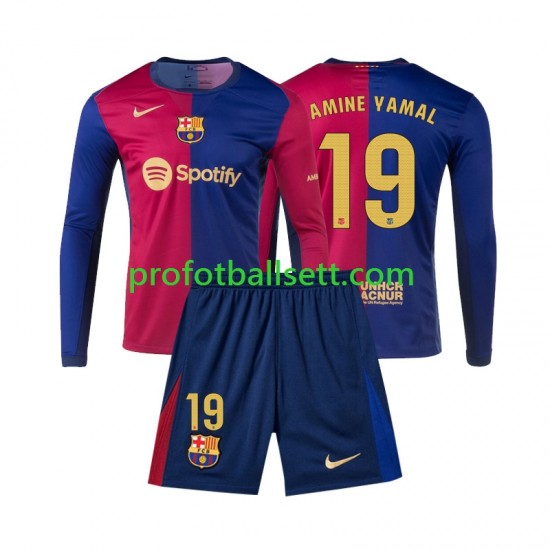 Fotballdrakt FC Barcelona Lamine Yamal 19 Barn Hjemmekit 2024-2025 Langermet
