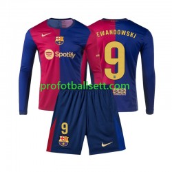 Fotballdrakt FC Barcelona Lewandowski 9 Barn Hjemmekit 2024-2025 Langermet
