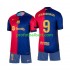 Fotballdrakt FC Barcelona Lewandowski 9 Barn Hjemmekit 2024-2025 Kortermet