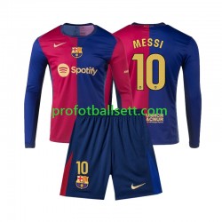 Fotballdrakt FC Barcelona Lionel Messi 10 Barn Hjemmekit 2024-2025 Langermet