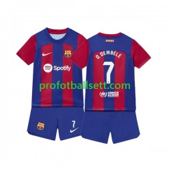 Fotballdrakt FC Barcelona Ousmane Dembele 7 Barn Hjemmekit 2023-2024 Kortermet