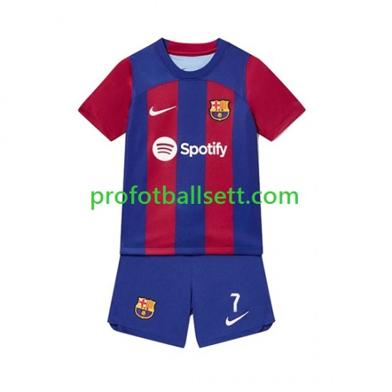 Fotballdrakt FC Barcelona Ousmane Dembele 7 Barn Hjemmekit 2023-2024 Kortermet