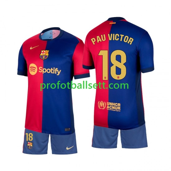 Fotballdrakt FC Barcelona Pau Victor 18 Barn Hjemmekit 2024-2025 Kortermet