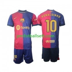 Fotballdrakt FC Barcelona Ronaldinho 10 Barn Hjemmekit 2024-2025 Langermet