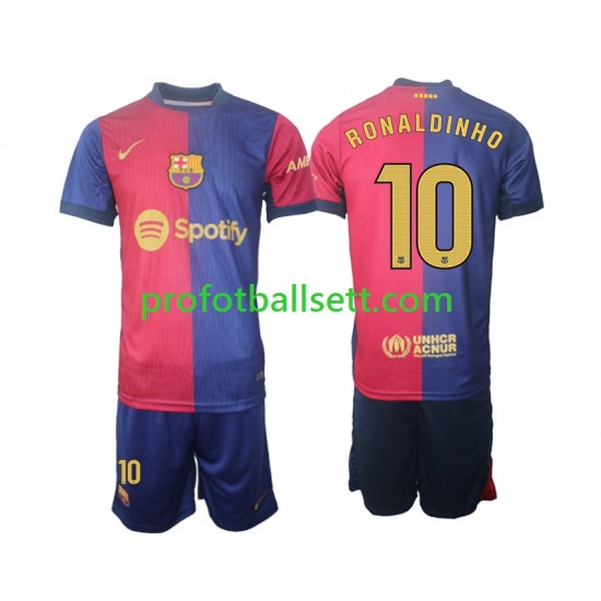 Fotballdrakt FC Barcelona Ronaldinho 10 Barn Hjemmekit 2024-2025 Langermet