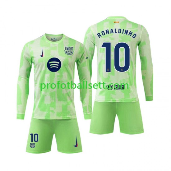 Fotballdrakt FC Barcelona Ronaldinho 10 Barn Tredjekit 2024-2025 Langermet