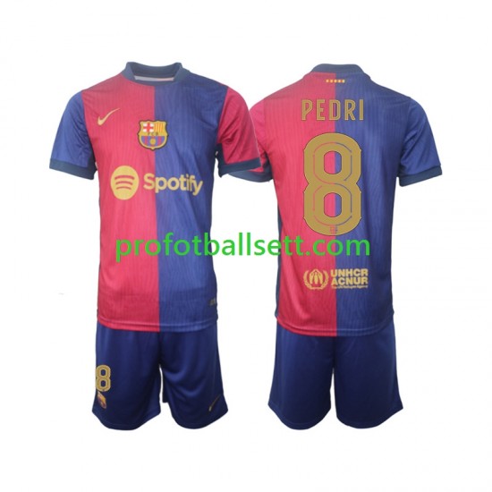 Fotballdrakt FC Barcelona UCL Font PEDRI 8 Barn Hjemmekit 2024-2025 Kortermet