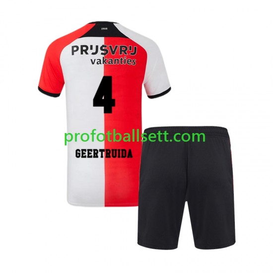 Fotballdrakt Feyenoord Rotterdam Lutsharel Geertruida 4 Barn Hjemmekit 2024-2025 Kortermet
