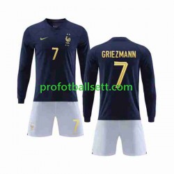 Fotballdrakt Frankrike Griezmann 7 Barn Hjemmekit VM 2022 Langermet