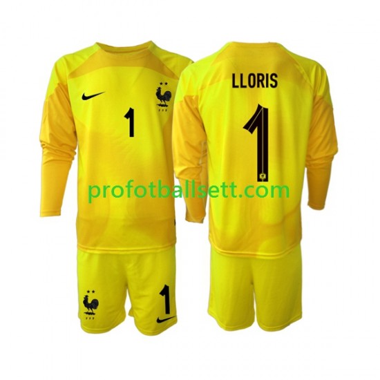Fotballdrakt Frankrike Keeper Hugo Lloris 1 Barn Tredjekit VM 2022 Langermet