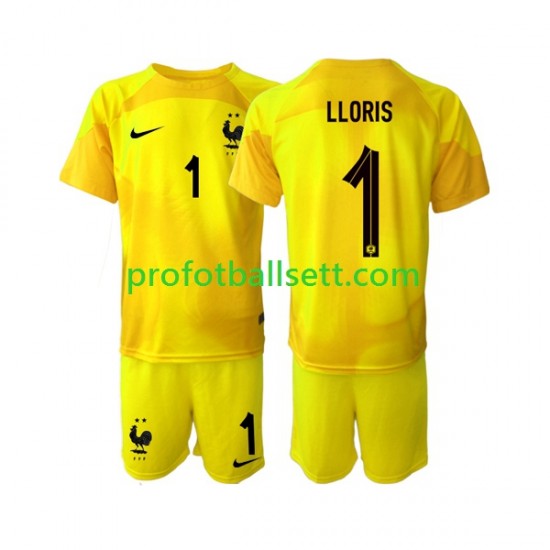 Fotballdrakt Frankrike Keeper Hugo Lloris 1 Barn Tredjekit VM 2022 Kortermet