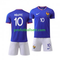 Fotballdrakt Frankrike Kylian Mbappe 10 Barn Hjemmekit Euro 2024 Kortermet
