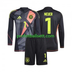 Fotballdrakt Tyskland Keeper Manuel Neuer 1 Barn Hjemmekit Euro 2024 Svart Langermet