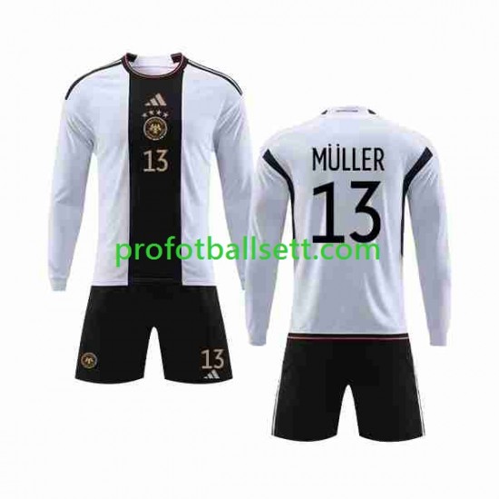 Fotballdrakt Tyskland MULLER 13 Barn Hjemmekit VM 2022 Langermet