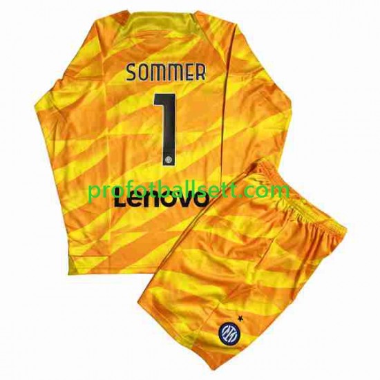 Fotballdrakt Inter Milan Keeper Sommer 1 Barn Hjemmekit 2023-2024 Langermet