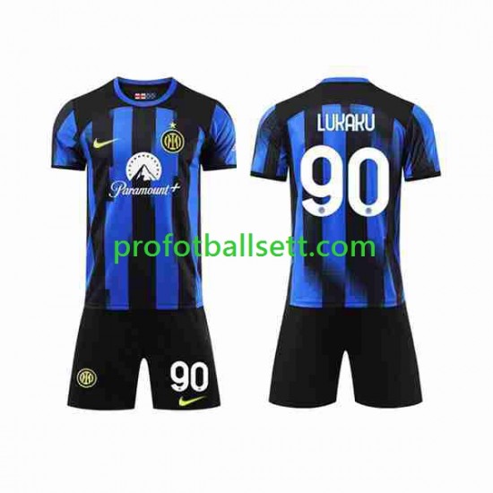 Fotballdrakt Inter Milan Lukaku 90 Barn Hjemmekit 2023-2024 Kortermet