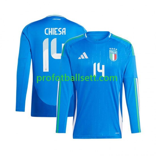 Fotballdrakt Italia Chiesa 14 Herre Hjemmekit Euro 2024 Blå Langermet