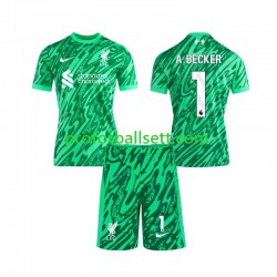Fotballdrakt Liverpool Keeper Alisson Becker 1 Barn Bortekit 2024-2025 Kortermet